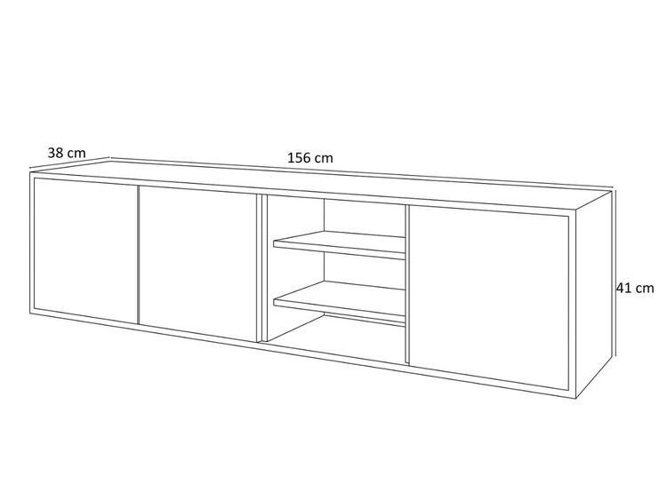 Hängendes TV-Lowboard mit Türen Vivance Weiß und Eiche Artisan