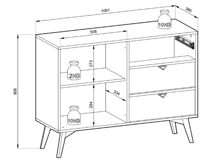 Kommode mit Türe und Schubladen Modena Beige