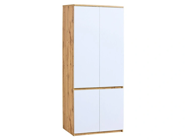 Kleiderschrank mit Drehtüren und Kleiderstange 80 Arcadia Eiche Wotan Weiß