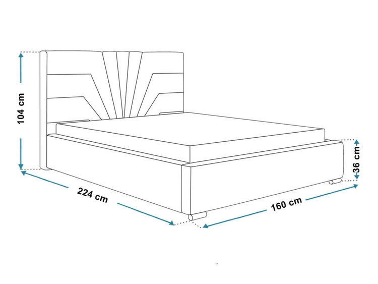 Polsterbett mit Bettkasten und Lattenrost 140x200 Tesis Dunkelblau