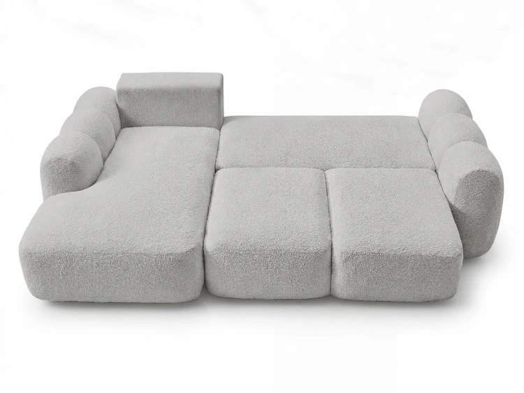 Ecksofa L-Form mit Schlaffunktion und Bettkasten Avelin Links Grau