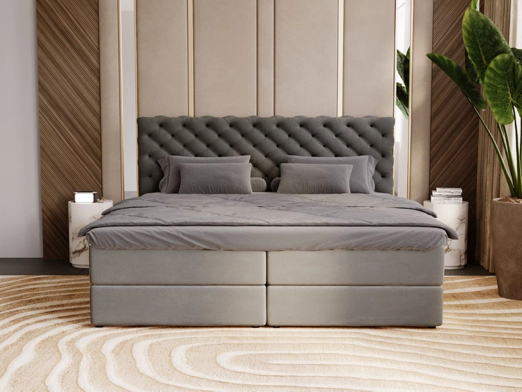 Boxspringbett mit Bettkasten 200x200 Bergamo Dunkelgrau