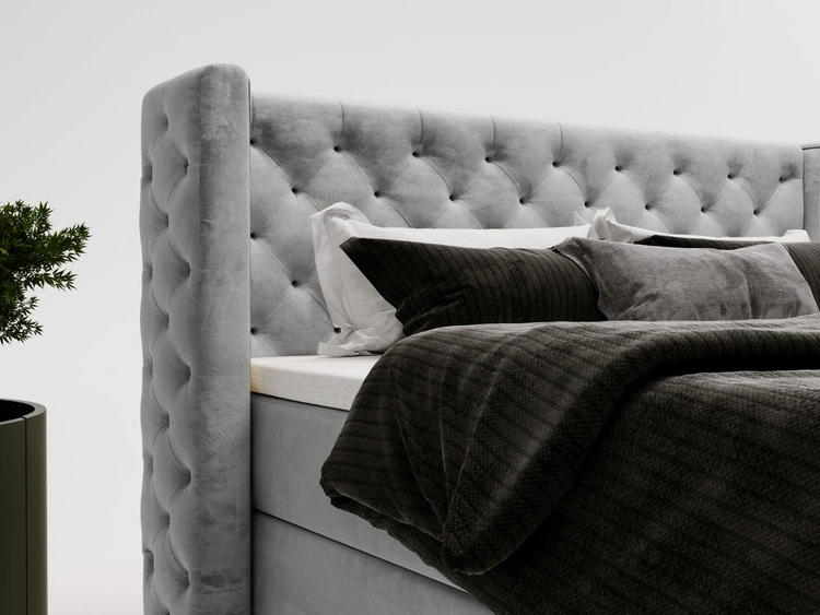 Boxspringbett mit Bettkasten 120x200 Lion Grau