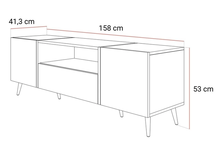 TV-Schrank im Glamour-Stil mit Schränken und Schublade Lunelie Kaschmir Hochglanz