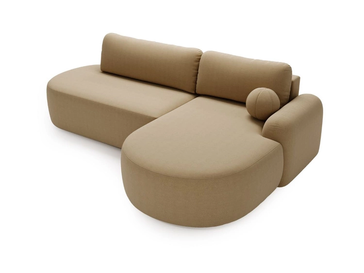 Ecksofa L-Form Rechts mit Schlaffunktion und Bettkasten Aurio O Hellbraun