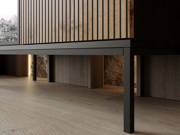 Türkommode mit Led Deo 104 cm Schwarz, Eiche Wotan