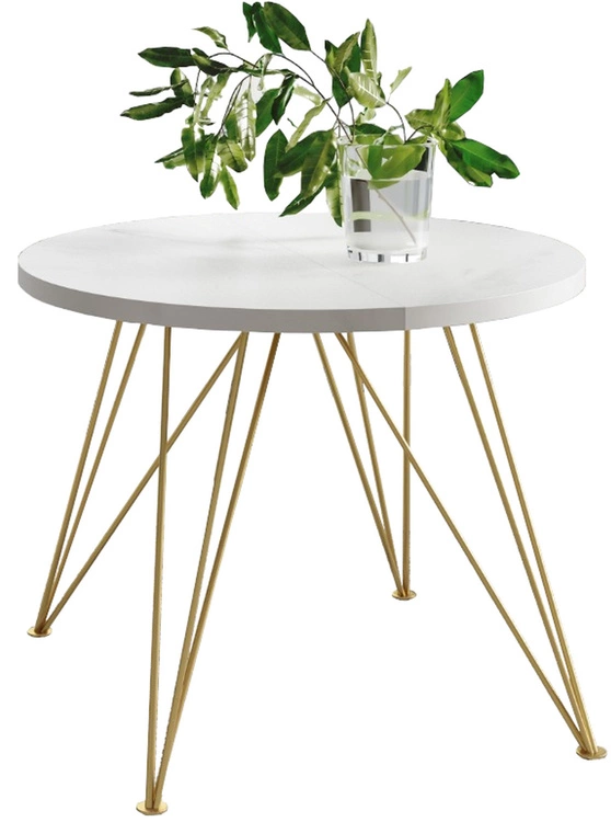 Loft runder Tisch 120 cm Tanos Gold - Marmor Bianco