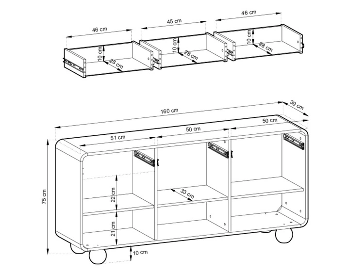 Dreitürige Kommode mit Schubladen auf kugelförmigen Beinen Soffio Kaschmir