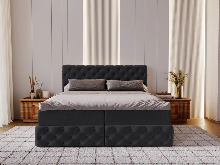 Boxspringbett mit Bettkasten 160x200 Canolo Schwarz