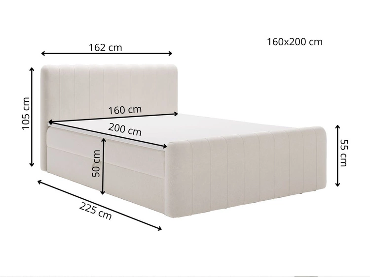 Boxspringbett mit Bettkasten 160x200 Osteno Dunkelblau