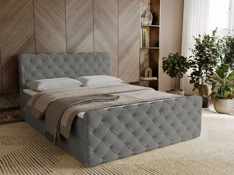 Boxspringbett mit Bettkasten 140x200 Lunaris Grau