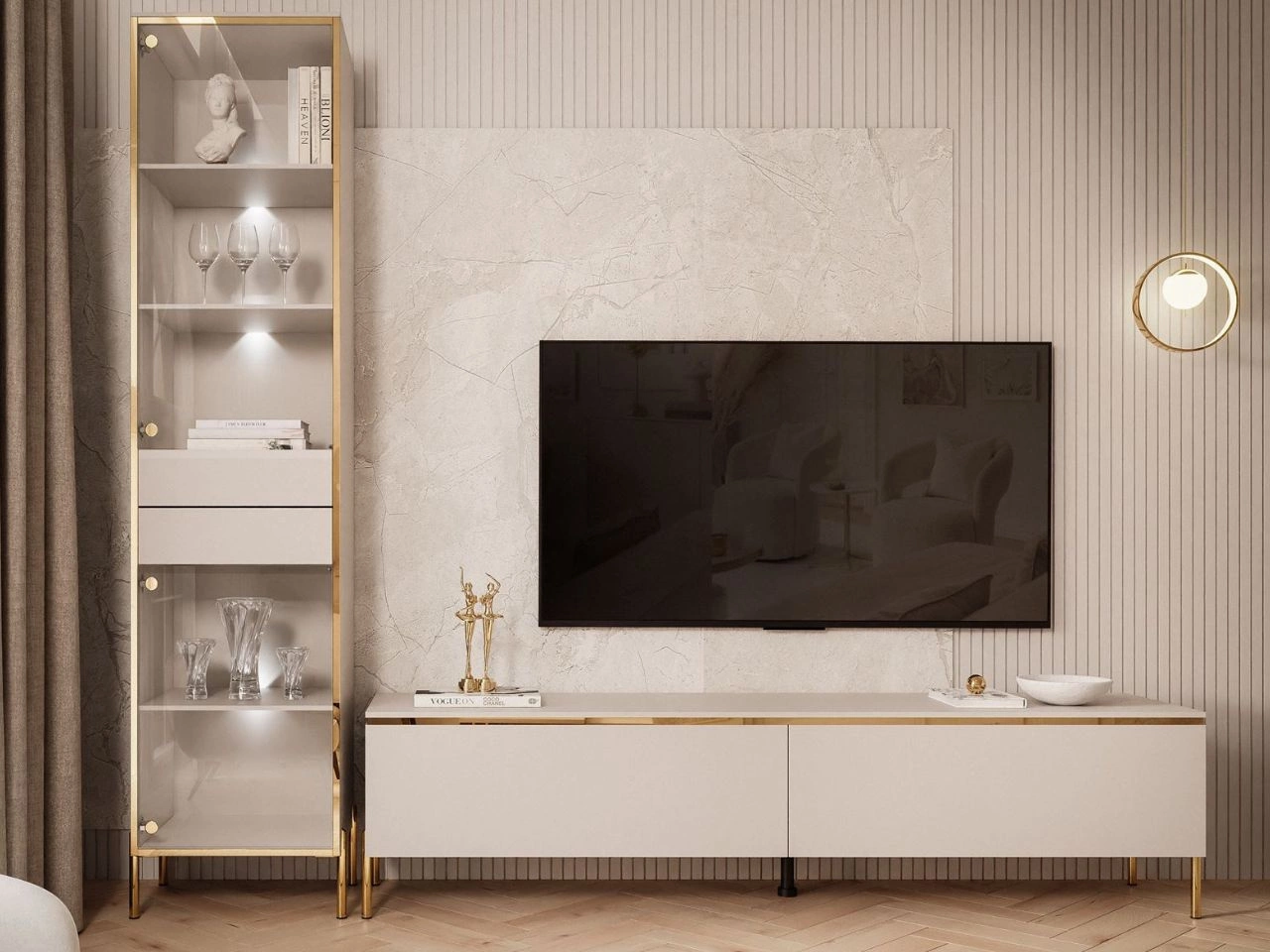 Wohnzimmer-Set mit LED-Beleuchtung im Glamour-Stil Evare Kaschmir