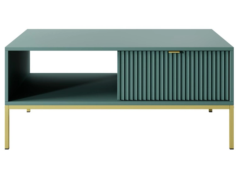 Couchtisch mit Stauraum Amber Grün, Gold Frame