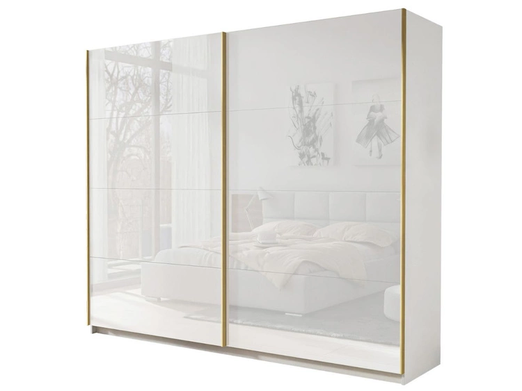 Schwebetürenschrank Zweitüriger 244 cm Noaé Weiß Hochglanz