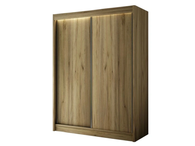 Schiebetürenschrank 150 cm mit LED-Beleuchtung Diano Handwerk Goldene Eiche