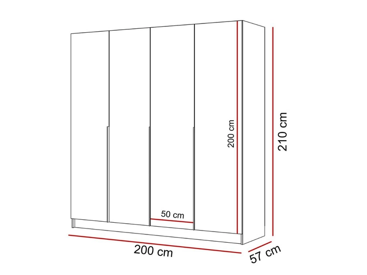 Viertüriger Kleiderschrank mit Drehtüren und goldfarbenen Griffen Ameli Kaschmir