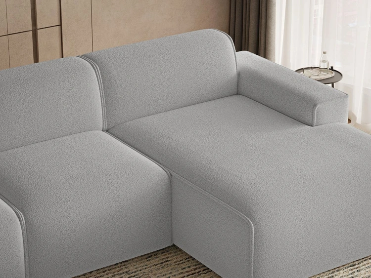 Ecksofa L-Form Rechts Lavia Bouclé-Stoff Grau
