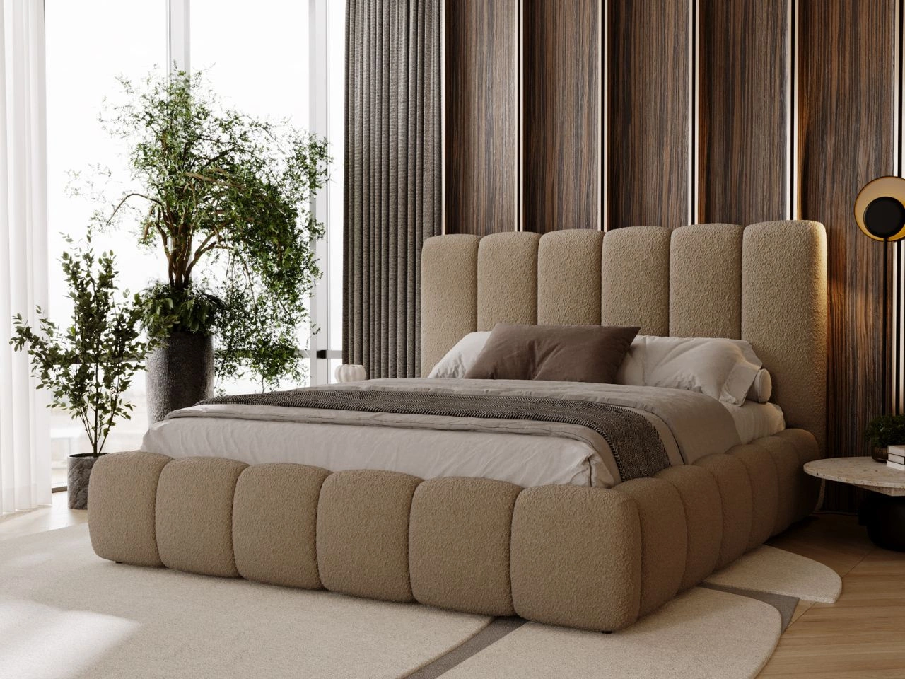 Polsterbett mit Bettkasten und Lattenrost 200x200 Imperial Braun