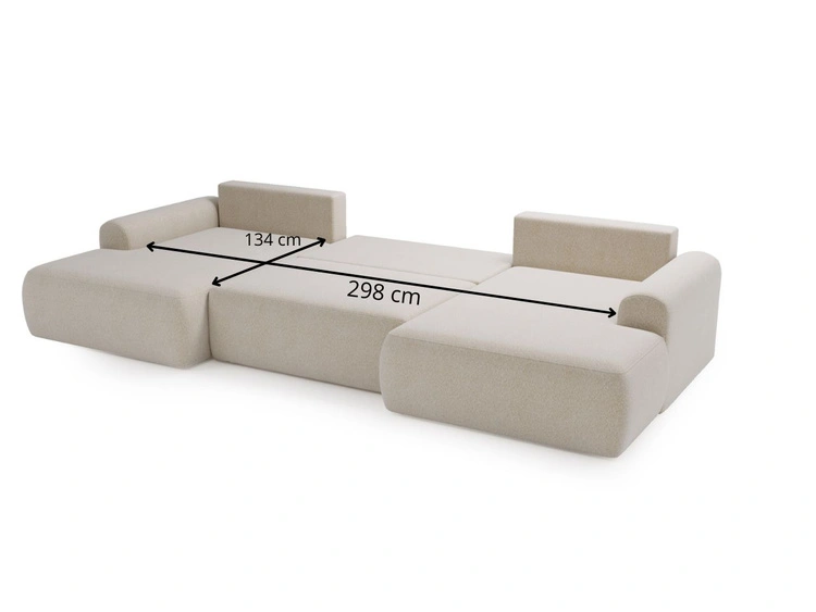 Wohnlandschaft mit Schlaffunktion und Bettkasten Savana Beige