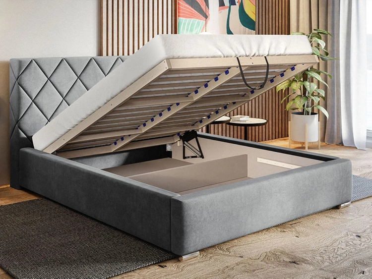 Polsterbett mit Bettkasten und Lattenrost 180x200 Taranto Dunkelblau