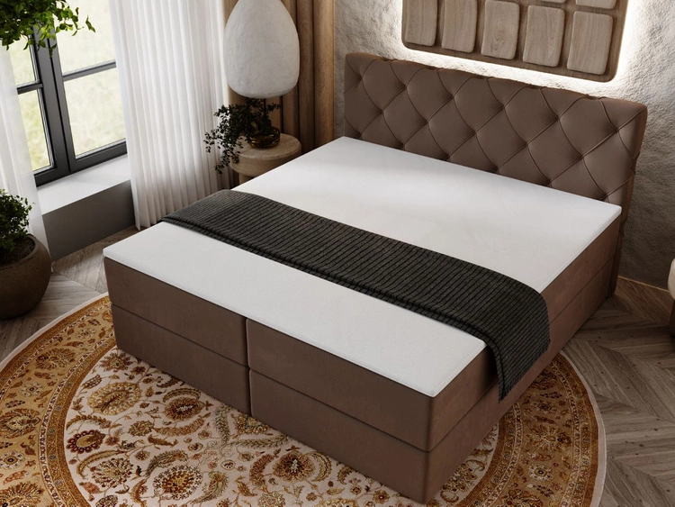 Boxspringbett mit Bettkasten 200x200 Napoli Braun