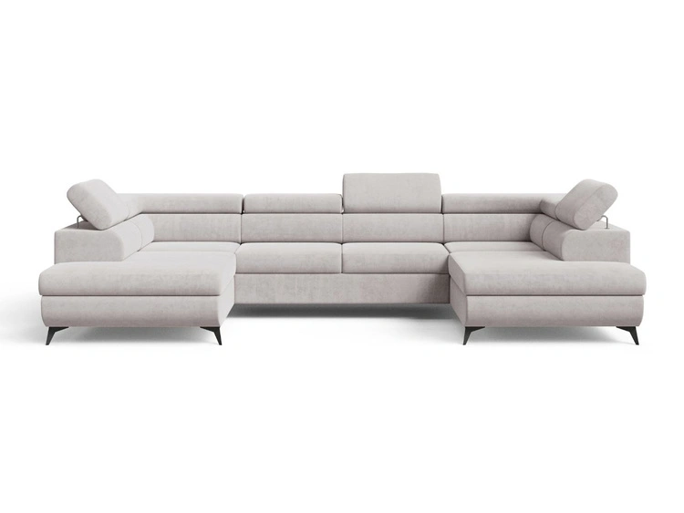 Wohnlandschaft mit Schlaffunktion und Bettkasten Argon Grau