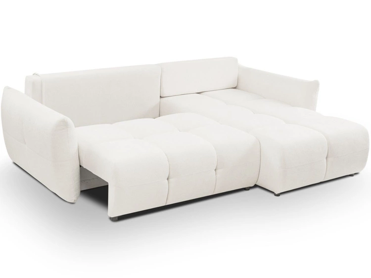 Ecksofa L-Form mit Schlaffunktion und Bettkasten Bene Creme