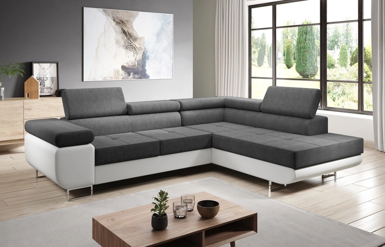 Ecksofa L-Form rechts Solam L - Grau / Weiss