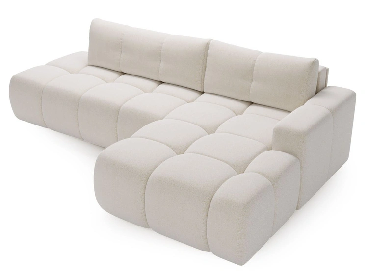 Ecksofa L-Form Rechts mit Schlaffunktion und Bettkasten Montero Weiß