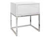 Nachttisch mit Schublade und silbernen Gestell Brisa Weiß Hochglanz