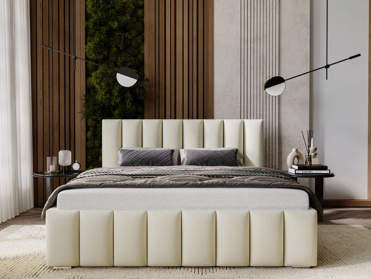 Polsterbett mit Bettkasten und Lattenrost 200x200 Neos Honig