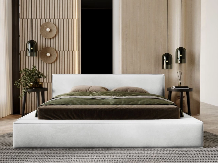 Polsterbett mit Bettkasten und Lattenrost 180x200 Mali Hellgrau