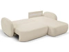 Ecksofa L-Form Rechts mit Schlaffunktion und Bettkasten Oreo Beige