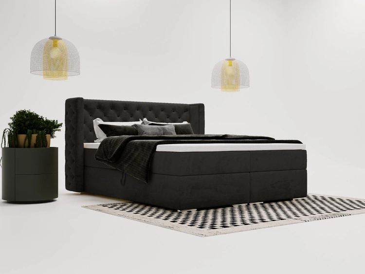 Boxspringbett mit Bettkasten 120x200 Lion Schwarz