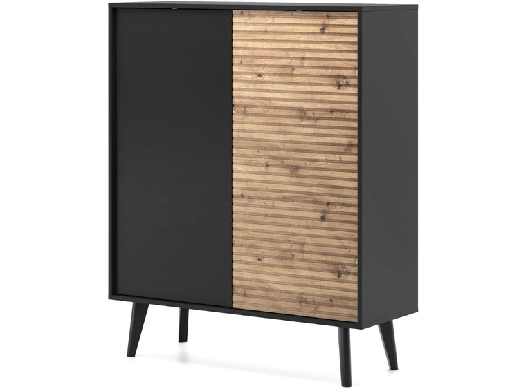 Zweitürige Kommode Astro Schwarz, Artisan Eiche
