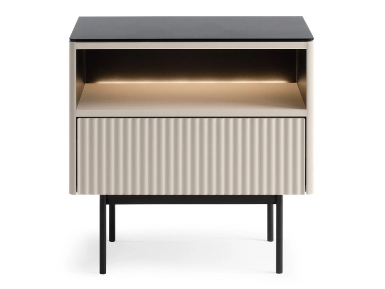 Nachtschrank mit Schublade und Led Auroé Kaschmir