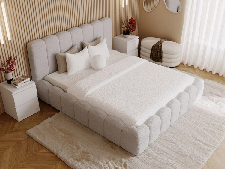 Polsterbett mit Bettkasten und Lattenrost 120x200 Smile Hellgrau