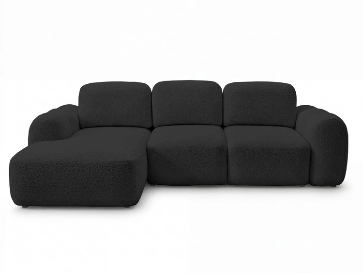 Ecksofa L-Form mit Schlaffunktion und Bettkasten Avelin Links Schwarz