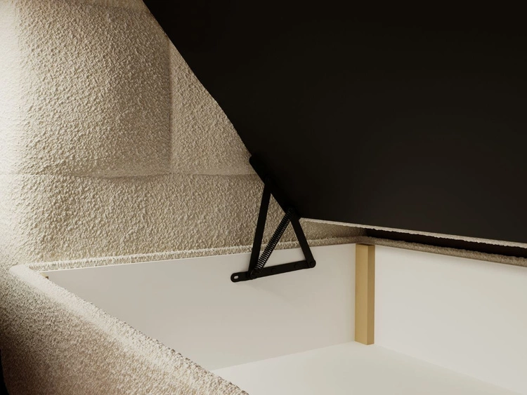 Boxspringbett mit Bettkasten 180x200 Bouclé-Stoff Alicante Beige