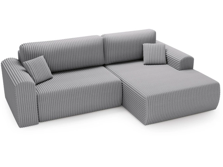 Ecksofa mit Schlaffunktion und Bettkasten Belvio rechts Hellgrau