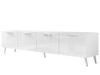 TV-Lowboard mit Türen auf Silbernen Metallbeinen 200 cm Noaé Weiß Hochglanz
