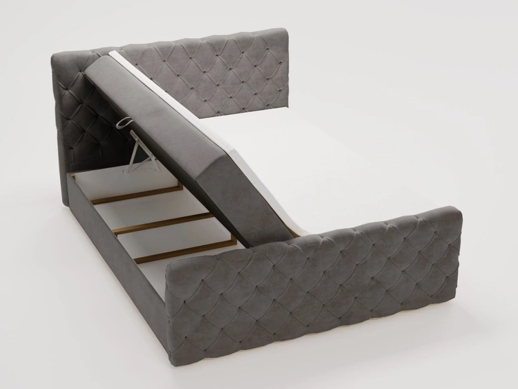 Boxspringbett mit Bettkasten 120x200 Lunaris Dunkelgrau