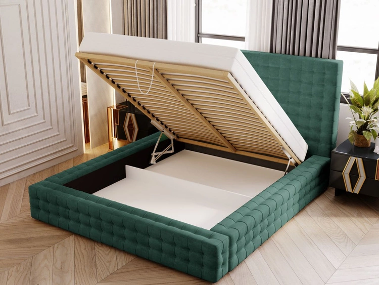 Polsterbett mit Bettkasten und Lattenrost 120x200 Barbados Grün
