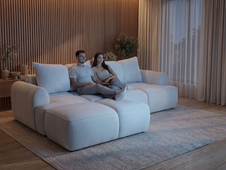 Ecksofa L-Form Links mit Schlaffunktion und Bettkasten Bonno Schwarz