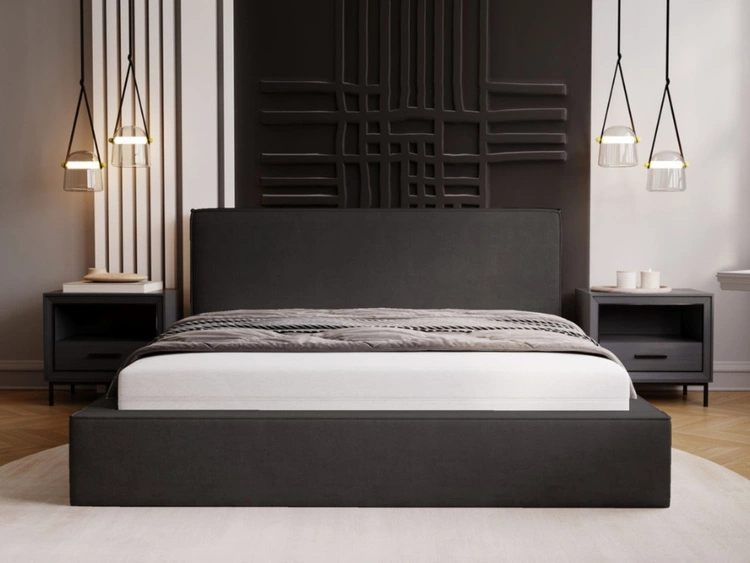 Polsterbett mit Bettkasten und Lattenrost 200x200 Monaco Dunkelgrau