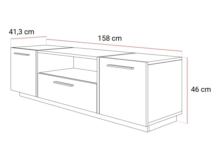 TV-Lowboard im Glamour-Stil, zweitürig mit Schublade Lunelie Kaschmir Hochglanz