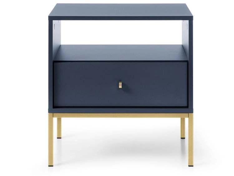 Nachttisch mit Schublade auf Golden Metallbeinen Amor Marineblau