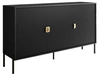 Kommode dreitürig breit mit Goldgriffen Orlean Schwarz Matt