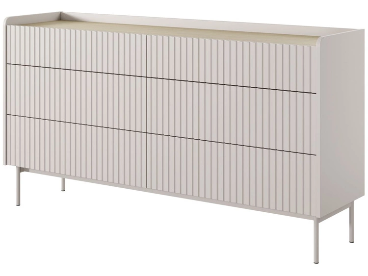 Kommode mit 6 Schubladen Abios Beige, Scandi Eiche