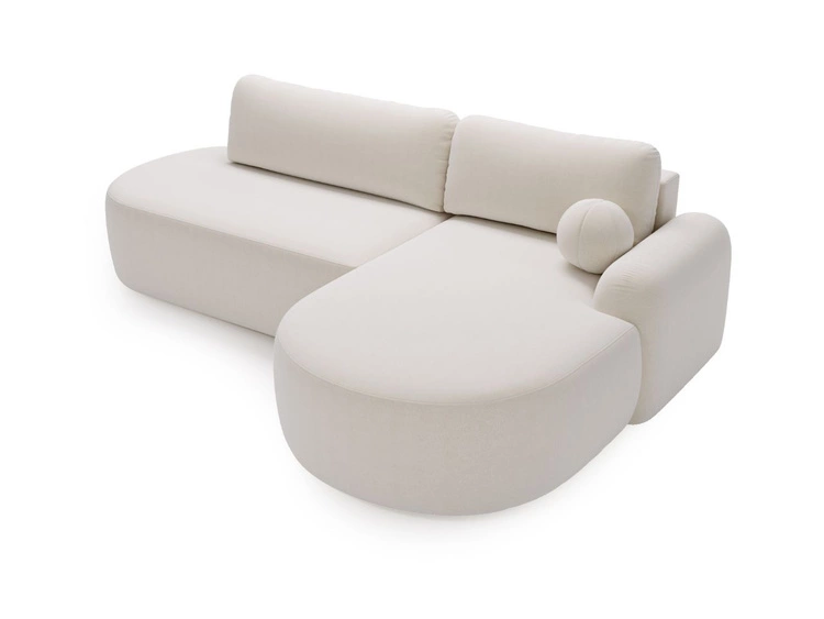 Ecksofa L-Form Rechts mit Schlaffunktion und Bettkasten Aurio O Weiß